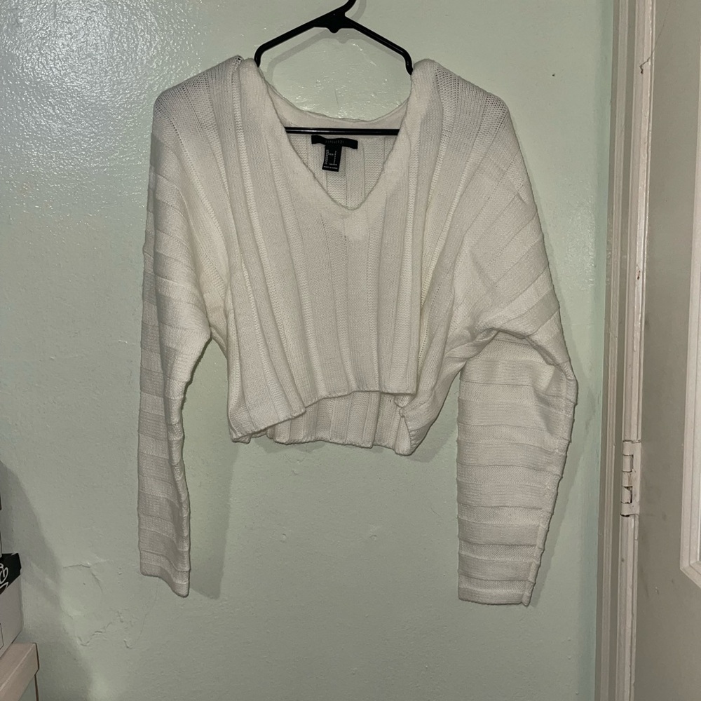 brand new white forever 21 crop sweater size small